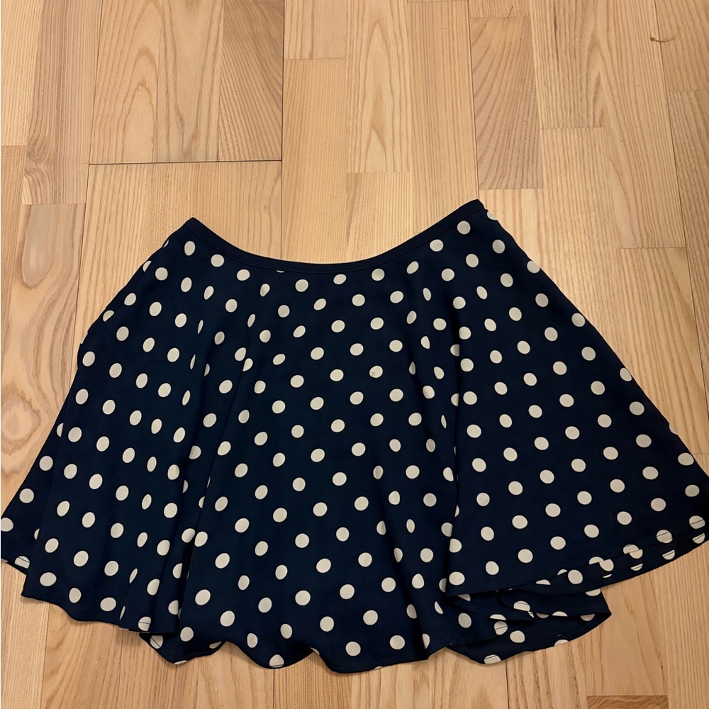 Forever 21 Navy and White Polka Dot Skater Skirt